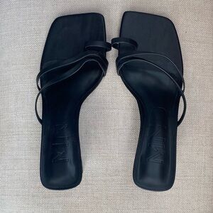 Black MANGO block heeled strappy sandals. Worn twice. Pristine condition.